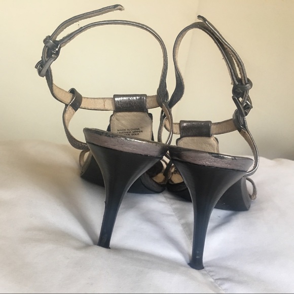 Slate Metallic Fringed Sandals - Picture 3 of 7